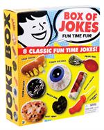 Schylling Toys Jumbo Boxe of Jokes #JBOX  Schylling Toys Jumbo Boxe of Jokes #JBOXThe joke's on you with this Jumbo Joke Box. Box comes with 8 classic gags in one package! Includes goofy teeth, hand buzzer, floating eyeball, vomit, a bandaged finger, fake