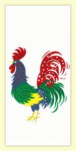 Red and White Kitchen Retro Mr. Bird Rooster Flour Sack Towel 100 % Cotton