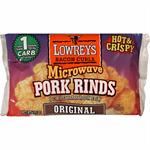 Lowrey's Original Bacon Curls (Microwavable Pork Rinds) Original Flavor, 3 Pack  The Lowrey's Original Bacon Curls make the perfect low-carb snack. Not only are the bacon curls delicious, they are high in protein, and contain 60-percent less fat than frie
