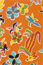 Aztec on Orange Oil Cloth, Full Bolt