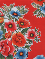 Lady Bird on Red Oil Cloth, Yardage