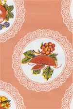 Doily with Fruit on Salmon Oil Cloth, Full Bolt