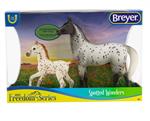  The Knabstrupper is a rare breed best known for their spotted coats, which come in many different patterns. The Knabstrupper has been used as cavalry mounts and for riding and driving. This horse and foal set is a great addition to the Breyer 2020 line!