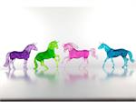 Set of 4 Model Unicorn Horses brightly colored, sparkles, translucent plastic