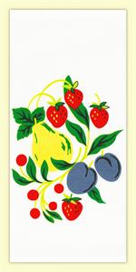 Red and White Kitchen Retro Fruit Group Flour Sack Towel 100% Cotton