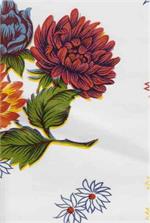 Mums on White Oil Cloth, Yardage