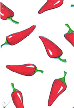 Chiles Red on White Oil Cloth, Yardage