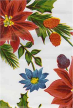 Poinsettia on White Oil Cloth, Yardage