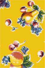 Pears and Apples on Yellow Oil Cloth, Yardage
